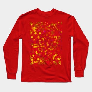 Autumn Falling Leaves Pattern Long Sleeve T-Shirt